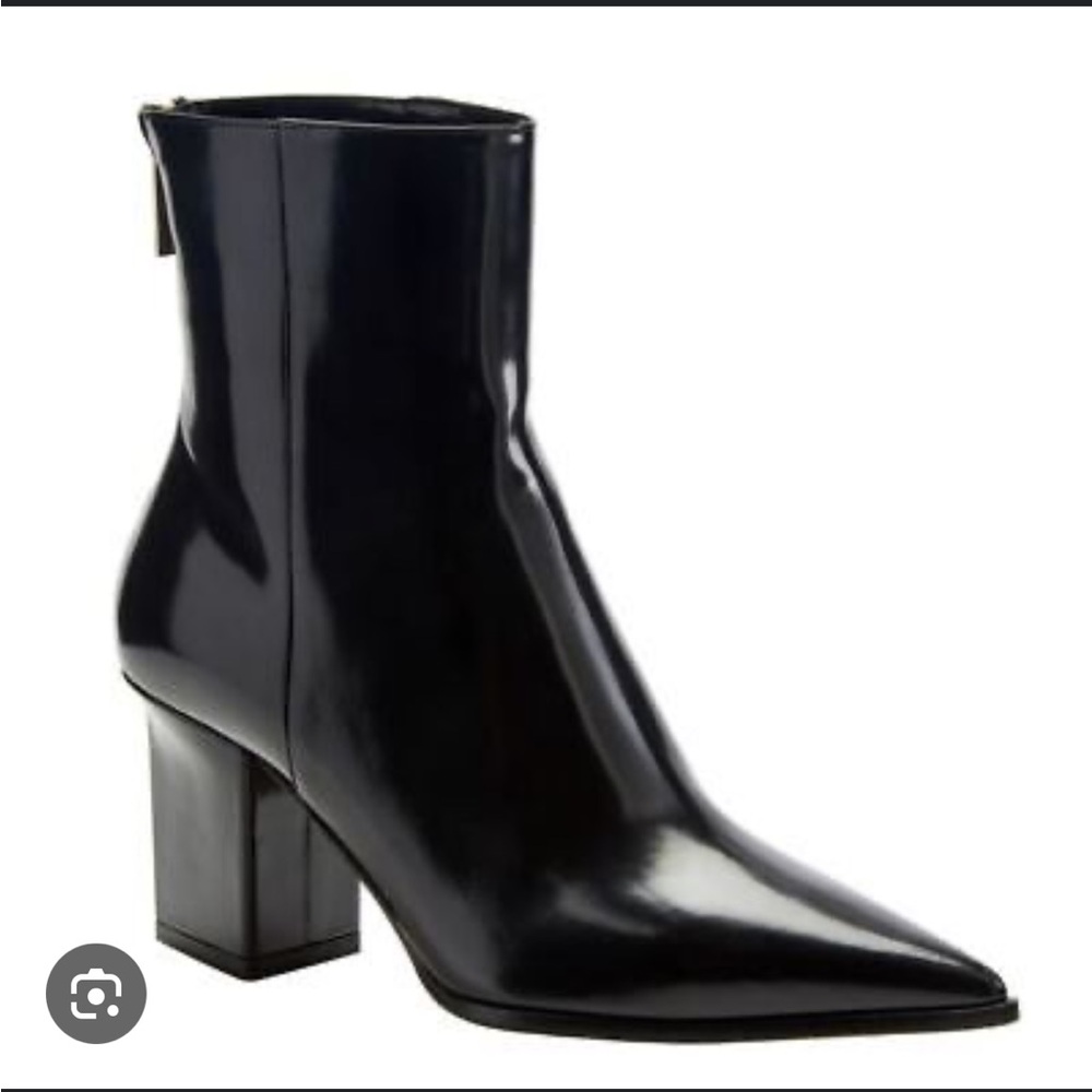 Tamara Mellon- black Hustler 75- Abrasivato- patent leather zipper bootie
